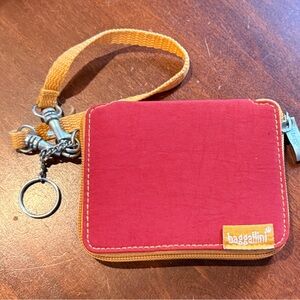 Baggallini Red 3 picture ID Wristlet with Yellow Strap